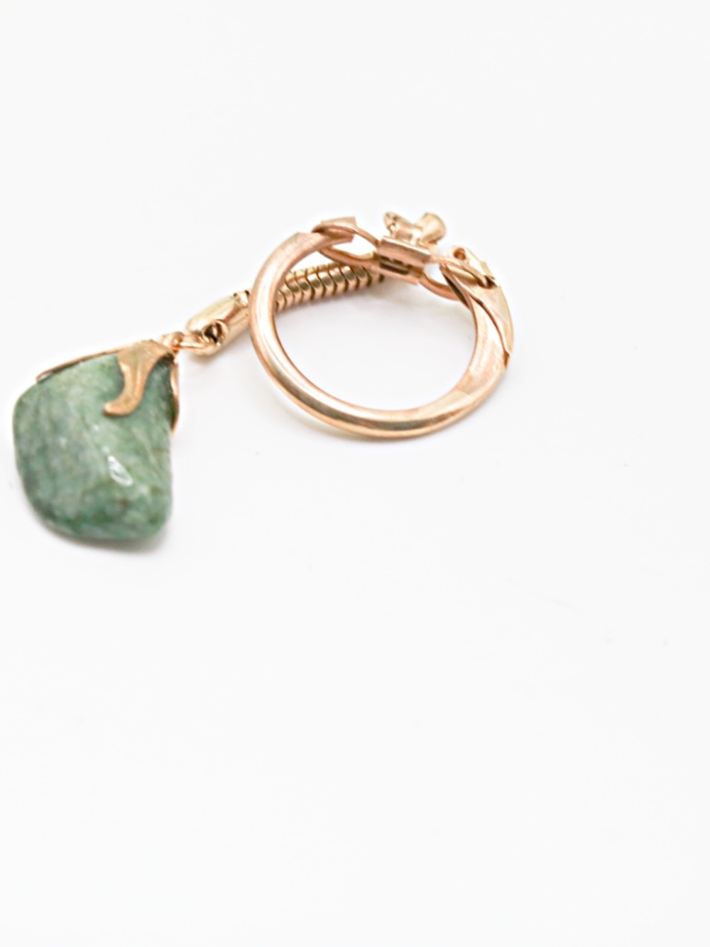 Nephrite green jade nugget keychain